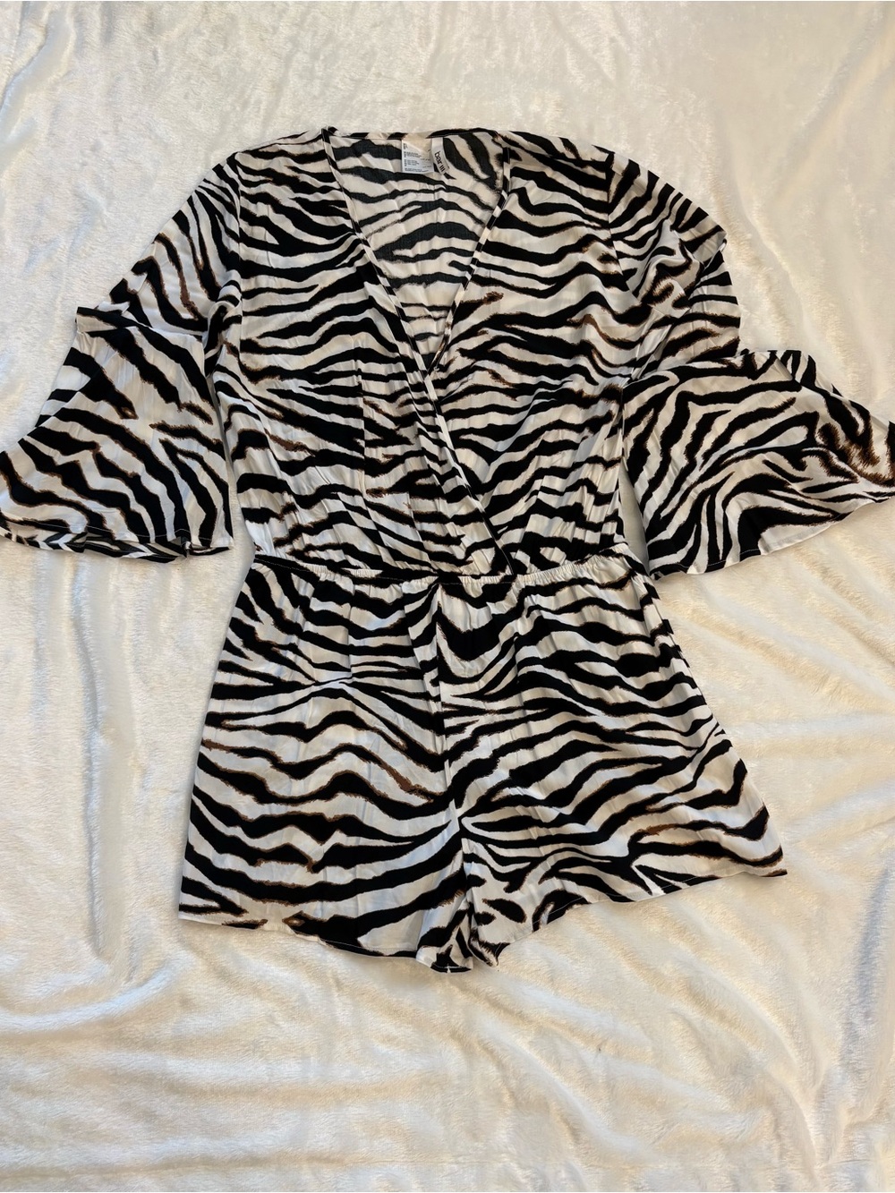 Bar III Black and White Zebra Wrap Romper